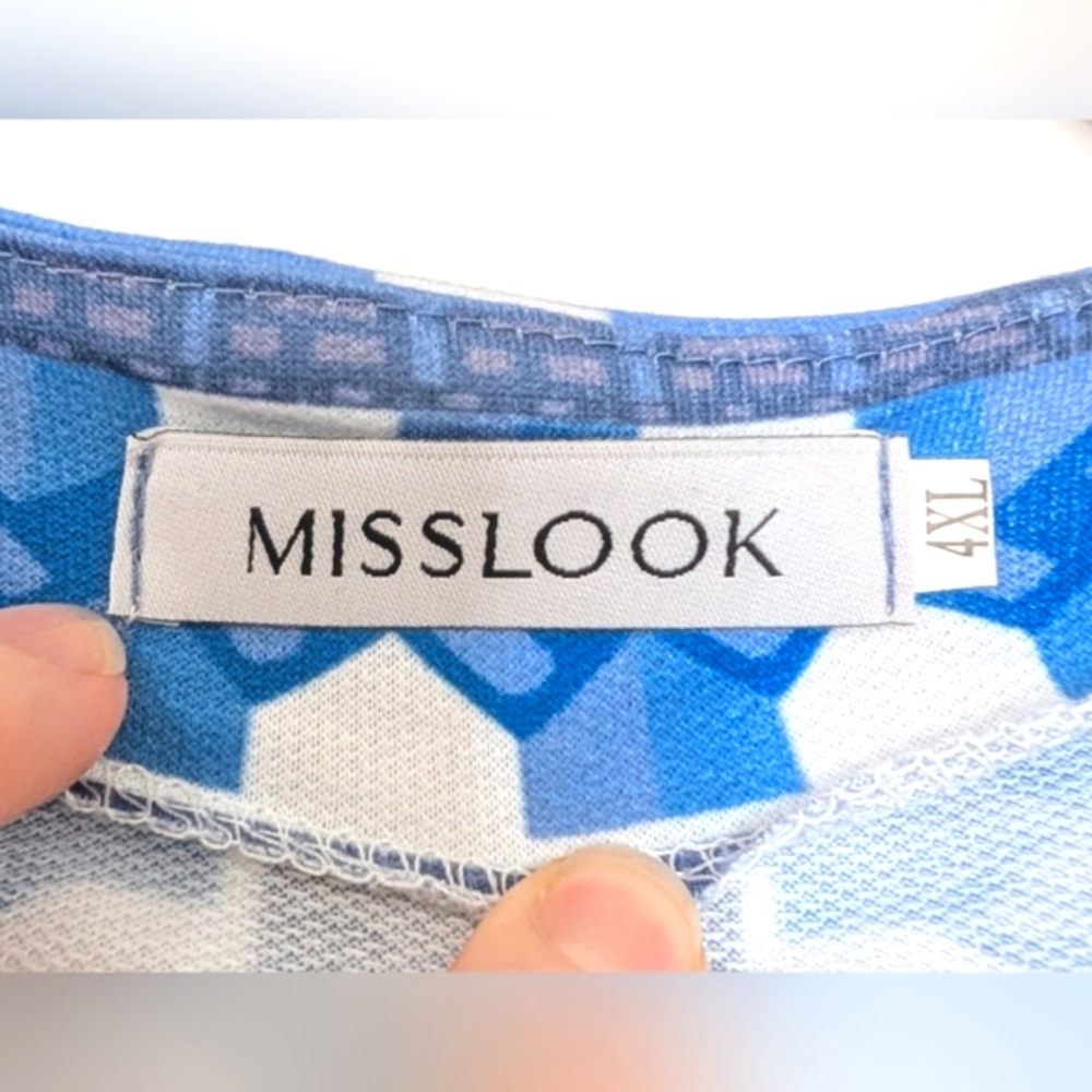 MISSLOOK 4XL Blue and Purple Geometric Kimono - Picture 4 of 6